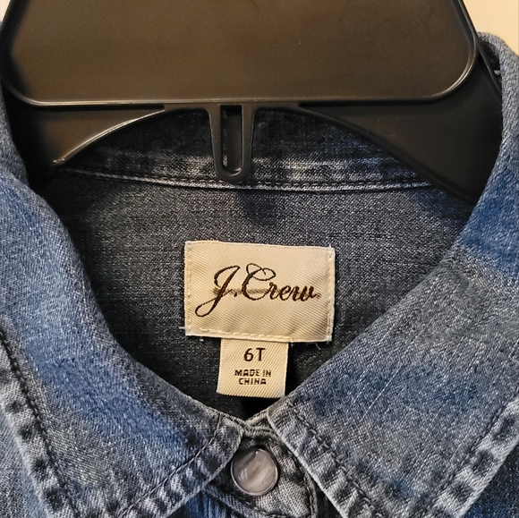 J.Crew Tall Western Pearl Snap Chambray Shirt in Vintage Indigo Item G2533 - Picture 8 of 9